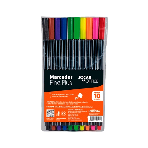 Marcador Fine Plus Estojo/ 10 Cores Jocar Office